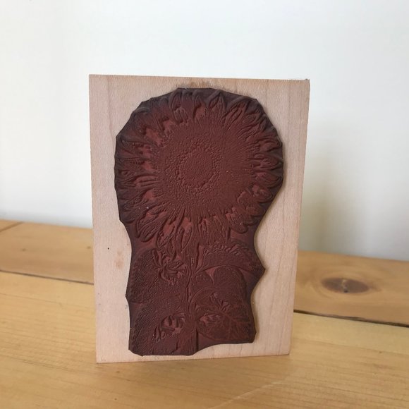 Hero Arts Sunflower Rubber Stamp 4" Large Flower Etching Scrapbooking - Picture 2 of 5